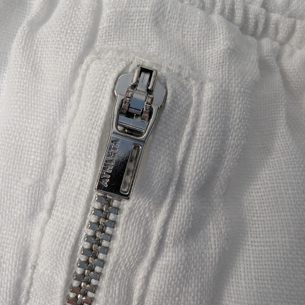 Athleta Cabo 100% Linen Wide Leg Pants Elastic waist Zip pockets, White, size 0 - Picture 6 of 15